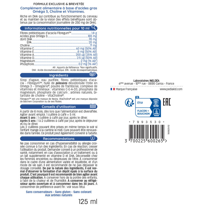 Pediakid Omega 3 - Enfant : Concentration mémoire et apprentissage - Dès 4 mois