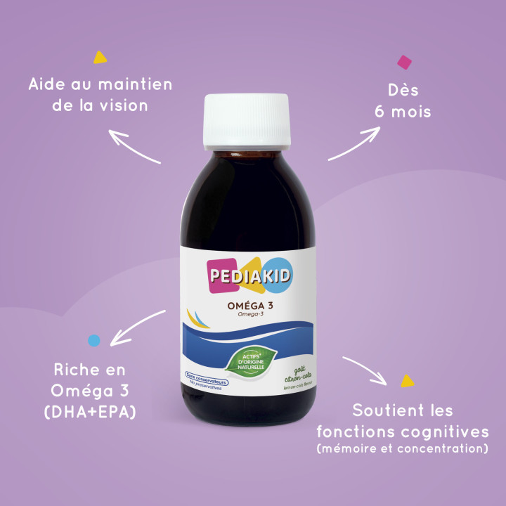 Pediakid Omega 3 - Enfant : Concentration mémoire et apprentissage - Dès 4 mois