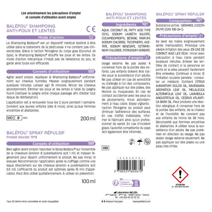 Traitement Complet Balépou® Anti-poux et Lentes