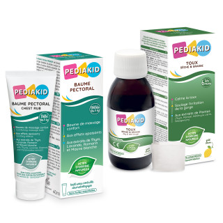 Duo PEDIAKID® Sirop Toux Sèche & Grasse et Baume Pectoral - Dès 6 mois