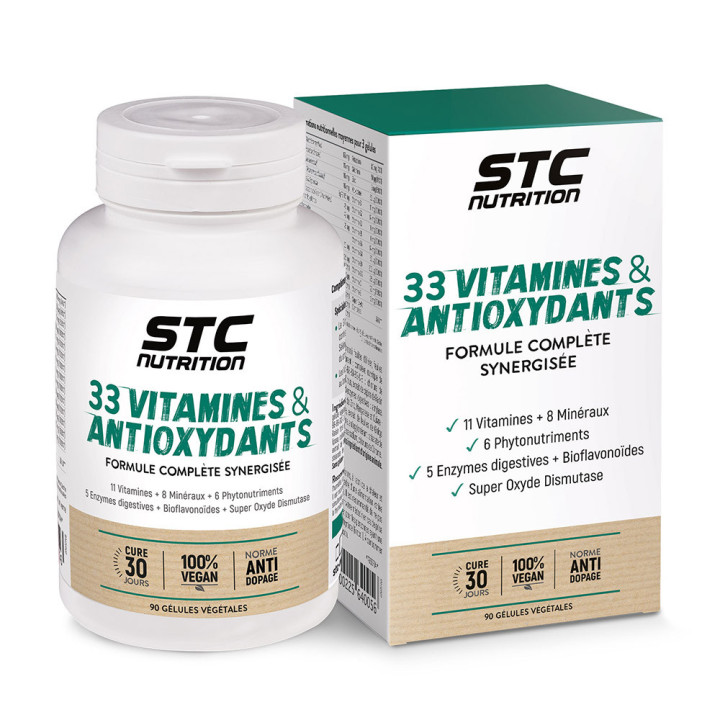 33 Vitamines & Antioxydants STC Nutrition - Résistance au stress - 30j