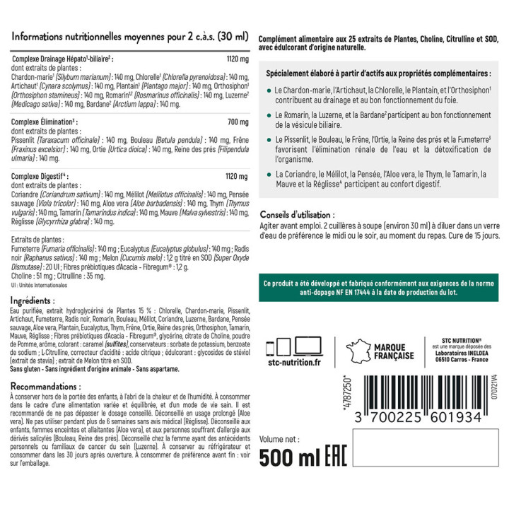 Natural Detox STC Nutrition - Drainage et élimination des toxines.